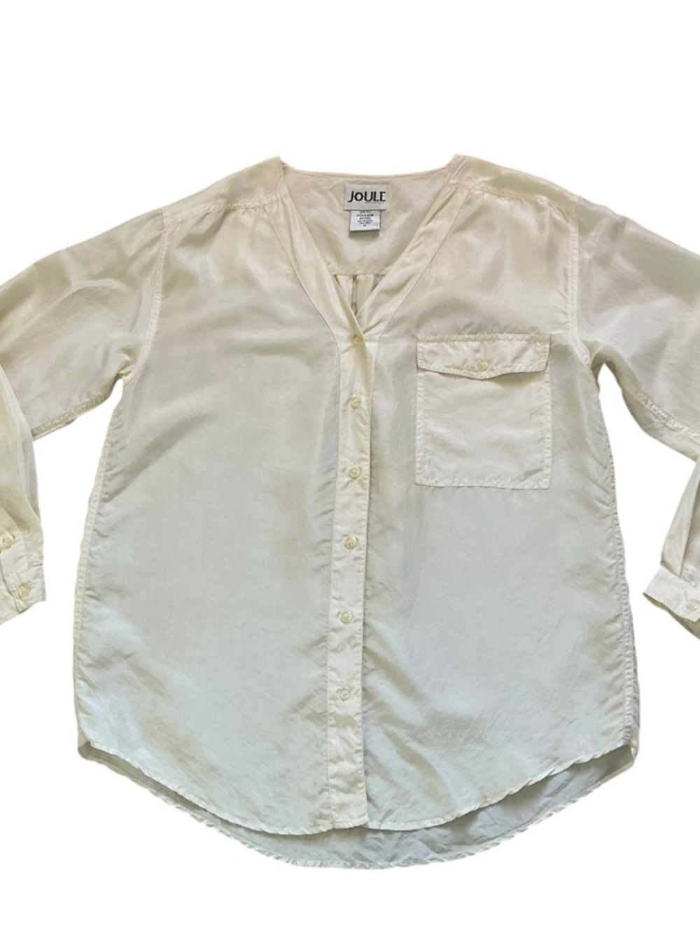 Vintage 80s Joule energy ivory silk button up shirt size medium